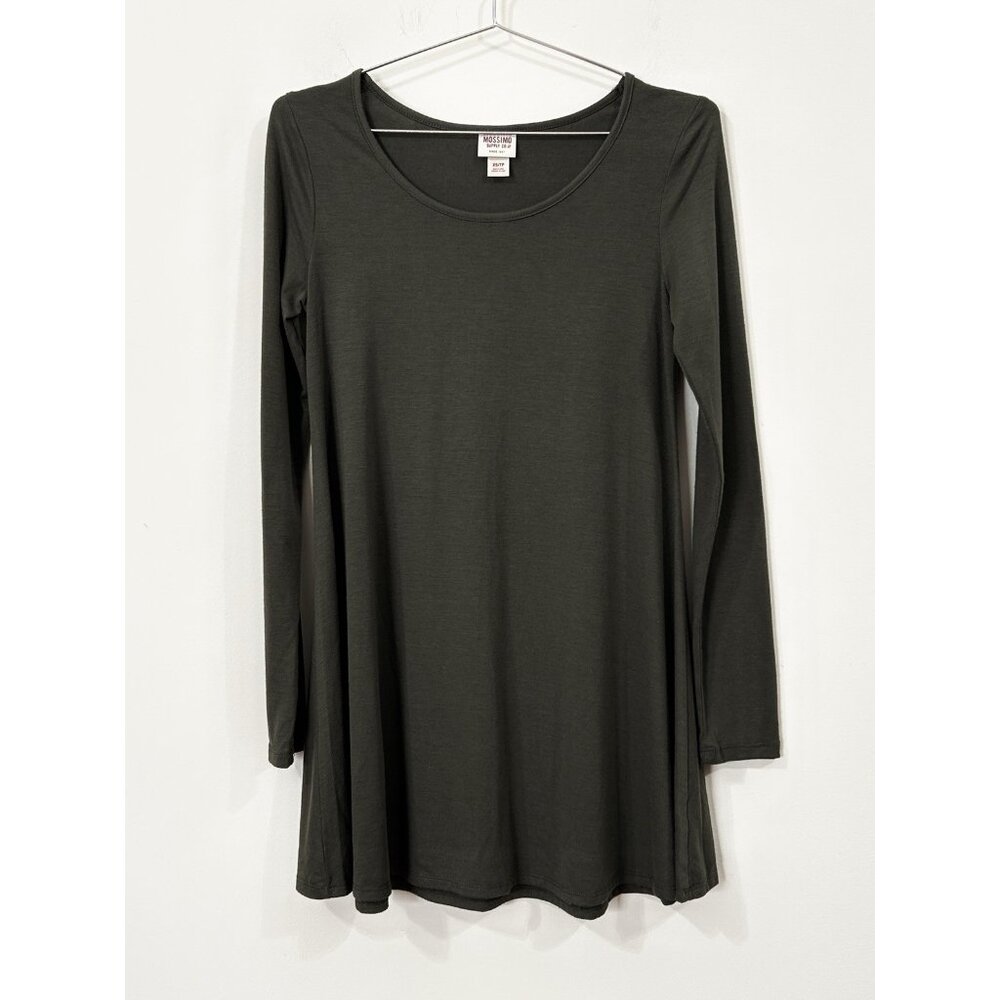 Mossimo Supply Co XS/TP Olive Green Knit Tunic Dress LS Soft A-Line Silhouette